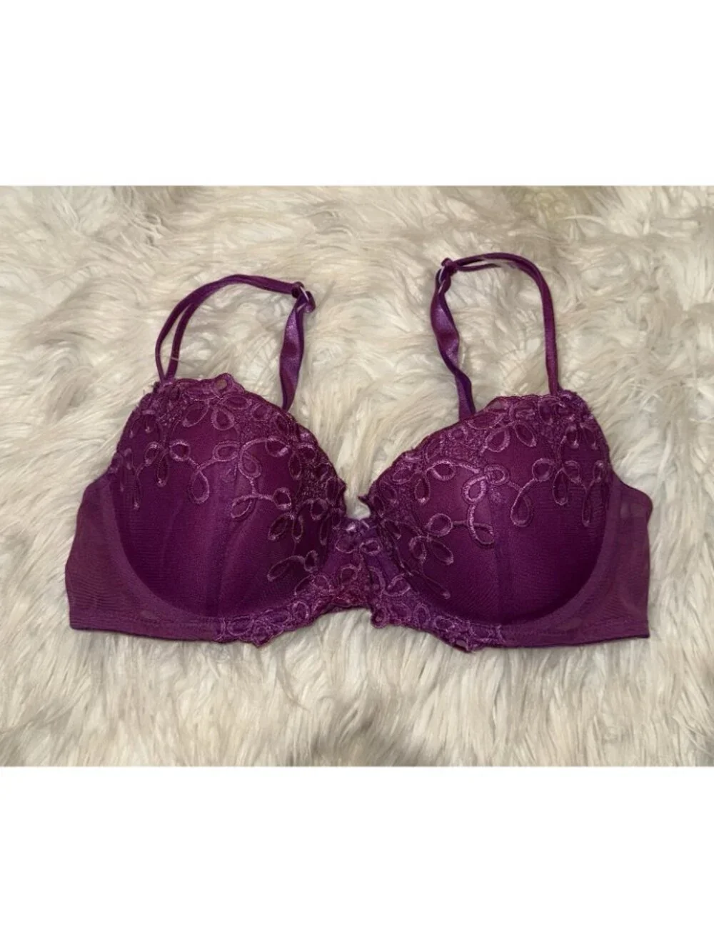 Ambrielle 19399-5 Embroidered Lace Lightly Lined Bra Underwire Womens 36C Purple
